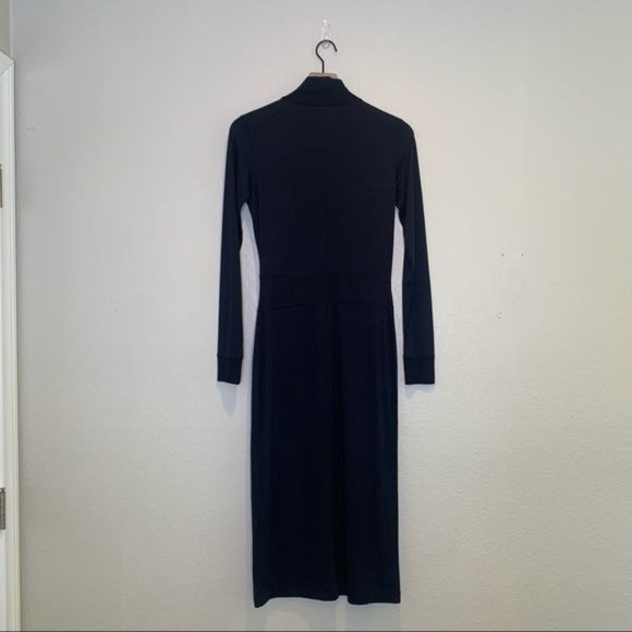 NWT rag & bone Black Draped Shaw Long Sleeve Turtleneck Midi Dress XS - Picture 3 of 11